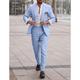 Men's Linen Suits Beach Wedding Summer Suits Solid Colored 2 Piece Tailored Fit Single Breasted Two-buttons Light Blue Khaki 2024