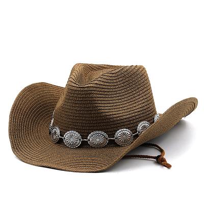 Women's Cowboy Hats Metal Carving Band Western Hats