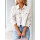 Women's Denim Jacket Outdoor Button Plain Breathable Fashion Regular Fit Outerwear Long Sleeve Fall Light Blue S