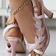 Women's White Mesh Rhinestone Heeled Sandals – Elegant Open-Toe Wedding Shoes with Leaf Design