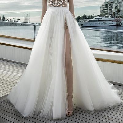 TS Beach Wedding Beach Casual Wedding Dresses A-Line Separates Separates Court Train Tulle Bridal Skirts Bridal Gowns With Split Front Solid Color 2025