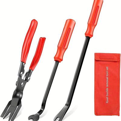3 Pcs Clip Pliers Set Fastener Remover - Auto Upholstery Combo Repair Kit With Storage Bag For Car Door Panel Dashboard