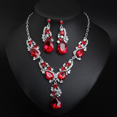 Bridal Jewelry Sets 1 set Crystal Rhinestone Alloy 1 Necklace Earrings Women's Statement Elegant Vintage Cute Lovely Briolette Drop Flower irregular Jewelry Set For Party Wedding Engagement
