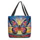Women's Tote Shoulder Bag Canvas Tote Bag Colorful Butterfly Glass Oil Painting Style Polyester Outdoor Shopping Daily Print Large Capacity Foldable Lightweight Green