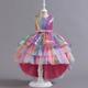 Kids Girls' Dress Sequin colour Sleeveless Wedding Party Birthday Patchwork Bow Princess Sweet Polyester Asymmetrical Tulle Dress Flower Girl's Dress Summer Spring 4-12 Years Multicolor Pink Purple