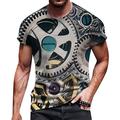 Men's T shirt Tee Machine Round Neck Silver Black / White Black / Gray Black Brown 3D Print Outdoor Street Short Sleeve Print Clothing Apparel Sports Fashion Designer Sportswear