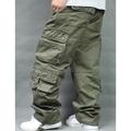 Men's Cargo Pants Cargo Trousers Pocket Plain Comfort Breathable Outdoor Daily Going out Casual Big and Tall Black Army Green
