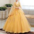 Ball Gown Quinceanera Dresses Princess Dress Red Green Dress Sweet 16 Floor Length Short Sleeve V Neck Tulle with Appliques 2024