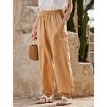 Women's Pants Cotton And Linen Daily Linen Slacks Casual Wear Gray Yellow Full Length Pants 30% Linen 70% Cotton Blend Pants