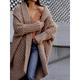 Women's Cardigan Open Front Chunky Knit Acrylic Knitted Fall Winter Long Outdoor Daily Going out Fashion Casual Soft Long Sleeve Solid Color Pink Camel Green S M L