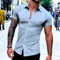 Men's Shirt Button Up Shirt Casual Shirt Summer Shirt Black White Blue Gray Short Sleeve Plain Lapel Daily Vacation Clothing Apparel Fashion Casual Comfortable