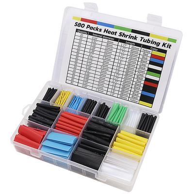 580pcs Heat Shrink Tube 2:1 Shrinkable Wire Shrinking Wrap Tubing Wire Connect Cover Protection with 300W Hot Air Gun