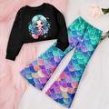 Girls' 3D Graphic Cartoon Mermaid Sweatshirt Pants Clothing Set Pink Long Sleeve 3D Print Fall Winter Active Fashion Daily Polyester Kids 3-12 Years Outdoor Date Vacation Regular Fit