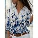 Women's Shirt Blouse Floral Casual Holiday Black Royal Blue Blue Button Print Long Sleeve Daily Basic Shirt Collar Regular Fit Fall Winter