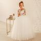 Ball Gown Floor Length Flower Girl Dress First Communion Girls Cute Prom Dress Satin with Lace Mini Bridal Fit 3-16 Years