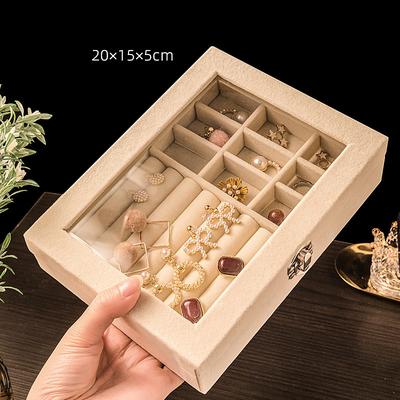 1PC Large Capacity Velvet Jewelry Box New Rings Necklaces Earrings Earrings Storage Box High-end Sense Organizing Box Dustproof Box