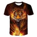 Kids Boys T shirt Short Sleeve 3D Print Tiger Animal Crewneck Rainbow Children Tops Spring Summer Active Fashion Daily Daily Outdoor Regular Fit 3-12 Years