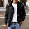 Men's Winter Jacket Fleece Jacket Sherpa Jacket Outdoor Daily Wear Warm Zipper Pocket Fall Winter Plain Fashion Streetwear Lapel Regular Black Blue Khaki Grey Jacket