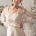 Women's Wrap Bolero Bridal's Wraps Voiles Sheers Bridal Sun Protection Long Sleeve Puff Sleeve Organza Wedding Wraps With Lace-up For Wedding All Seasons
