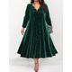 Women's Plus Size Curve Elegant Velvet Dress Party Dress A Line Dress Gradient Long Dress Maxi Dress Long Sleeve Print V Neck Party Dress Wedding Guest Dress