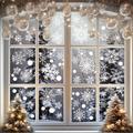 6sheets/set, 114pcs Snowflake Window Stickers, Christmas Decorations, Winter Door Background Decoration, White Snowflake Electrostatic Glass Stickers