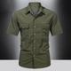 Men's Shirt Work Shirt Button Up Shirt Summer Shirt Cargo Shirt Army Green Khaki Gray Short Sleeve Plain Turndown Outdoor Street Button-Down Clothing Apparel 100% Cotton Fashion Casual Breathable