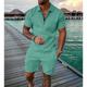 Men's Casual Color Contrast Polo Zipper Lapel Shirt Short-sleeved Suit