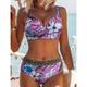 Women's Swimwear Bikini Normal Swimsuit 2 Piece Printing Floral Beach Wear Push Up Bathing Suits