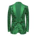 Men's Party Sequin Blazer Retro 70s Disco Blazer Sparkle Elegant Jacket Champagne Red Green 2024