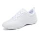 Unisex Dance Sneakers Cheer Shoes Practice HipHop Cheerleading Sneaker Flat Heel Round Toe Lace-up Adults' Children's White