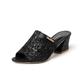 Women's Mules Glitter Crystal Sequined Jeweled Heeled Mules Sparkly Sandals Party Daily Beach Solid Colored Summer Sequin Chunky Heel Open Toe Elegant Sexy Casual Lace Faux Leather Loafer Black