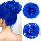 Messy Bun Hair Piece Blue Hair Bun Hair Pieces for Women Girls Synthetic Wavy Curly Hair Bun Scrunchies Ponytail Extensions