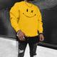 Halloween Smile Face Mens Graphic Hoodie Pullover Black White Yellow Wine Army Green Crew Neck Solid Color Oversized Sports Outdoor Casual Streetwear Hot Stamping Basic Grey Cotton