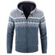 Men's Sweater Cardigan Sweater Zip Sweater Sweater Jacket Fleece Sweater Chunky Knit Cropped Zipper Knitted Argyle Hooded Basic Stylish Outdoor Daily Clothing Apparel Winter Fall Wine Dusty Blue M L