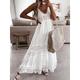 Women's Boho Chic Dresses Boho Wedding Guest Dress White Lace Wedding Dress Long Dress Maxi Dress Backless with Sleeve Date Vacation Bohemia Maxi V Neck Sleeveless White Beige Color