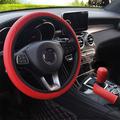 3 Pcs Car Universal Steering Wheel Cover Anti-Slip Embossing Leather Auto Steering Wheel Cover