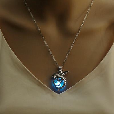 Pendant Necklace Blue Cubic Zirconia Chrome Imitation Diamond Men's Artistic Simple Fashion Geometrical Dragon Geometric Necklace For Wedding Street Daily / Women's / Chain Necklace / Long Necklace