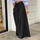 Women's Culottes Wide Leg Chinos Full Length Denim Side Pockets Wide Leg Micro-elastic Mid Waist Fashion Party Casual Black Blue S M Summer Spring Fall