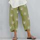 Women's Basic Essential Casual Chinos Slacks Pocket Print Ankle-Length Pants Cotton Linen Pants Daily Weekend Inelastic Graphic Prints Dandelion Mid Waist Loose Gray Green Green Black Blue Gray S M L