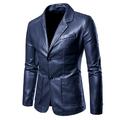 Men's Jacket Faux Leather Jacket Blazer Wedding Wedding Party Windproof Warm Business WorkWear Wine Red Black Navy Blue khaki Jacket