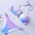 2 pcs Swimwear Bikini Swimsuits Mermaid Women's Solid Color Polyester Bra Briefs