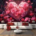 Valentine's Day Roses Heart Hanging Tapestry Wall Art Large Tapestry Mural Decor Photograph Backdrop Blanket Curtain Home Bedroom Living Room Decoration