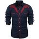 Men's Button Up Shirt Collared Shirt Cowboy Shirt Western Shirt Black Red Navy Blue Long Sleeve Floral Turndown Spring Fall Outdoor Work Clothing Apparel Button-Down