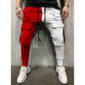 Men's Skinny Joggers Tapered pants Trousers Casual Pants Patchwork Drawstring Elastic Waist Solid Colored Sports Full Length Casual Daily Streetwear Sports Chino Slim Black-White White Blue