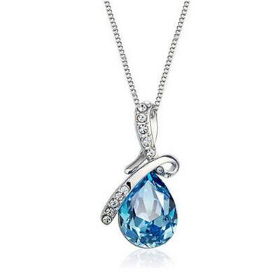 1PC Necklace For Women's Cubic Zirconia Blue Street Daily Alloy Classic Pear