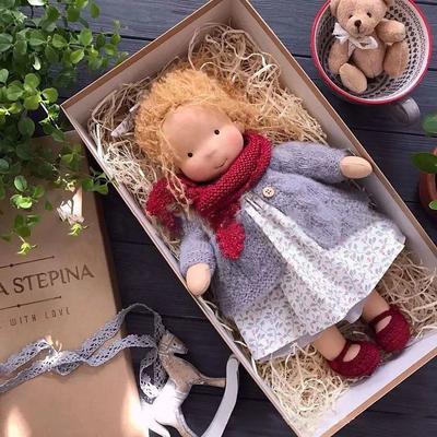 Cotton Body Waldorf Doll Doll Artist Handmade Mini Dress-Up Doll Diy Halloween Gift Box Packaging Blessing for Christmas Gifts