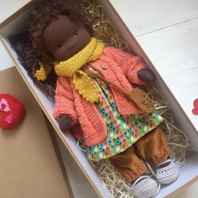 Cotton Body Waldorf Doll Doll Artist Handmade Mini Dress-Up Doll Diy Halloween Gift Box Packaging Blessing(excluding small animal accessories)
