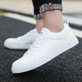 Men's Shoes Sneakers Skate Shoes White Shoes Comfort Shoes Walking Casual Outdoor Daily Leather Lace-up Black / White White / Yellow White Color Block Spring Fall