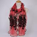 1pcs Women Scarf Elegant Peacock Embroidered Lace Scarf Long Soft Shawl Breathable Long Towel