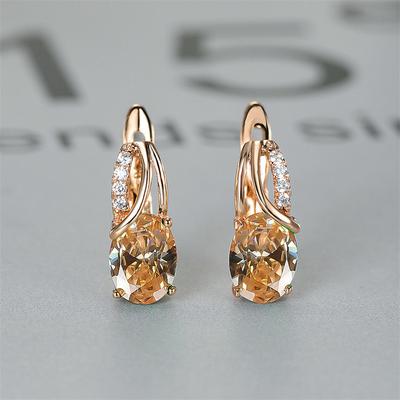 Women's Zircon Earrings Classic Precious Stylish Simple Earrings Jewelry Platinum Colorful / Platinum olive green / Platinum White For Wedding Party 1 Pair